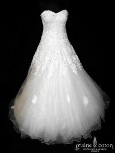 Mirella - Robe ivoire en tulle et dentelle