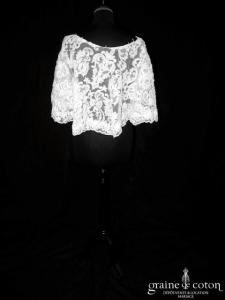 Création - Boléro / cape en dentelle et perles ivoire