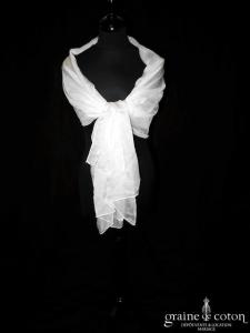 Création - Étole en mousseline de soie ivoire