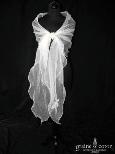 Lambert Création - Étole biseautée en organza ivoire et dentelle