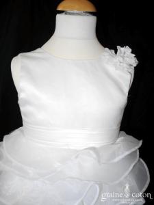 Robe de demoiselle d'honneur en organza et satin ivoire