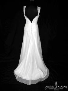 Lambert Créations - Robe en mousseline et drapé de dentelle ivoire