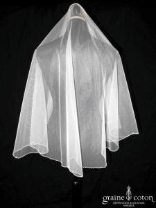 Pronovias - Voile court en tulle ivoire bordé de perles
