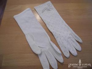 Gants courts vintage ivoire perlé
