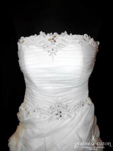 Déclaration - Robe courte en mousseline ivoire clair