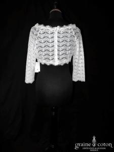 Bianco Evento - Boléro en dentelle fleurs, manches 3/4