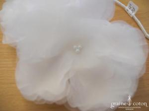 Sibo designs - Headband / serre tête avec fleurs en organza ivoire clair