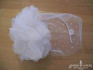 Sibo designs - Headband / serre tête fleurs en organza ivoire clair avec voilette plumetis