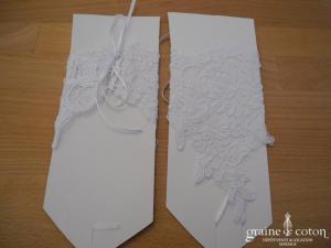 Bianco Evento - Mitaines courtes en dentelle de Calais blanches