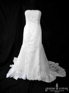 Pronovias - Robe sirène en dentelle de Calais et gaze de soie ivoire