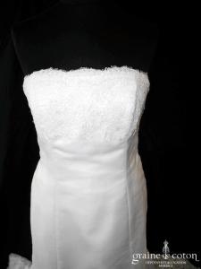 Pronovias - Robe sirène en dentelle de Calais et gaze de soie ivoire