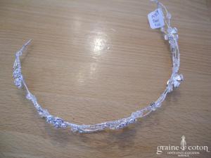 Bianco Evento - Headband souple orné de fleurs en verre strass et fil argenté