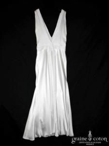 Delphine Manivet - Robe longue fluide en satin et crêpe de soie