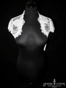 Bianco Evento - Boléro manches courtes en fine dentelle ivoire