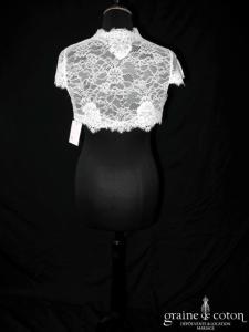 Bianco Evento - Boléro manches courtes en fine dentelle ivoire