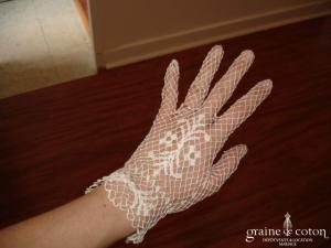 Gants courts en maille de coton ivoire