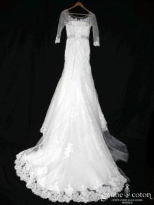 Au bonheur des mariées - Robe sirène en tulle et dentelle ivoire clair