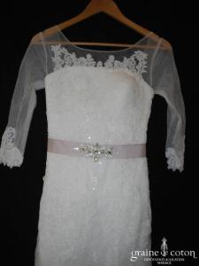 Au bonheur des mariées - Robe sirène en tulle et dentelle ivoire clair