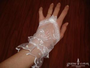 Mitaines courtes en dentelle blanche