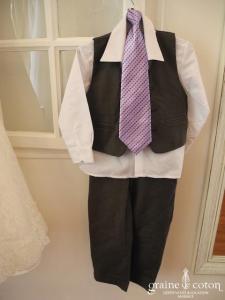 Costume 5 pièces petit garçon gris