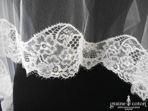 BHLDN - Voile mi long en tulle ivoire bordé de dentelle