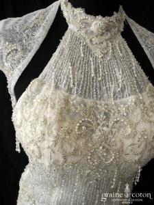 Madeline Gardner - Robe une pièce sirène perlée ivoire