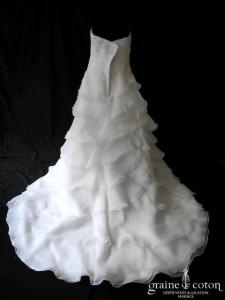 Alexis Mariage - Robe drapée en organza volanté ivoire