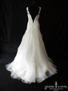 Tiphany - Robe en tulle drapé et dentelle brodée ivoire
