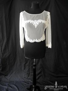 Bianco Evento - Boléro en tulle et dentelle brodée