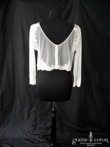 Bianco Evento - Boléro en tulle et dentelle brodée