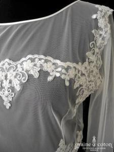 Bianco Evento - Boléro en tulle et dentelle brodée
