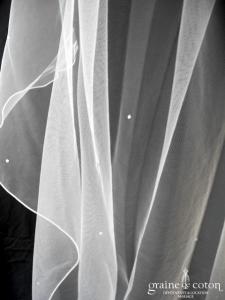 Bianco Evento - Voile simple mi long soft tulle ivoire avec strass Swarovski