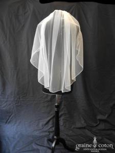 Bianco Evento - Voile simple mi long soft tulle ivoire avec strass Swarovski