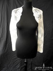 Bianco Evento - Boléro manches longues en dentelle brodée ivoire