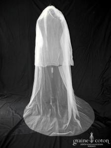 Jesus Peiro - Voile long de 2 mètres en tulle ivoire