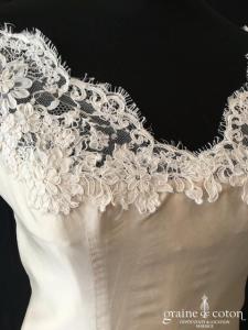 Cymbeline - Robe sirène en mikado de soie et dentelle de Calais ivoire