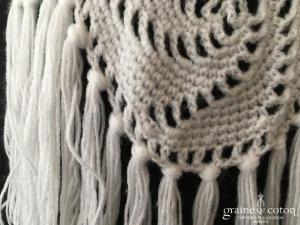 Châle en laine blanche - fait main