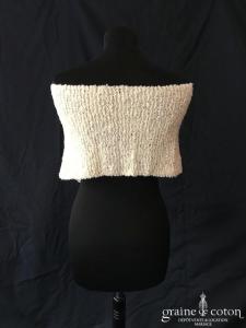 Écharpe en laine ivoire - tricoté main
