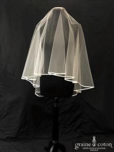 Cymbeline - Voile court en tulle ivoire bordé d'un biais de satin