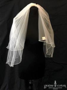 Bianco Evento - Voile court en tulle souple surjeté
