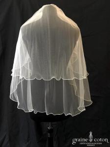 Bianco Evento - Voile court en tulle souple surjeté