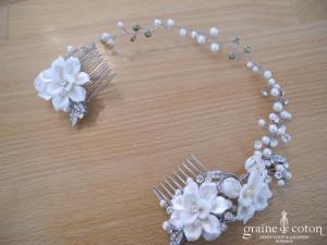 Headband / peignes à cheveux avec fleurs, perles et strass