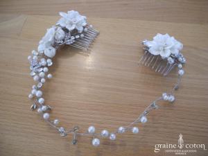 Headband / peignes à cheveux avec fleurs, perles et strass