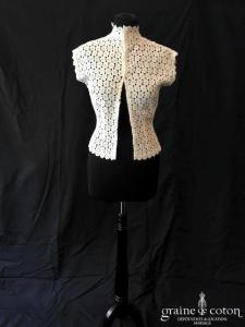 Chemisier / top vintage en dentelle ivoire clair