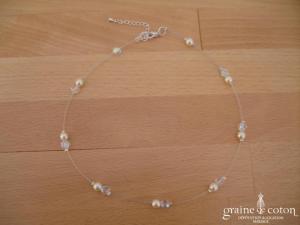 Au fil perlé - Tour de cou un rang 2 perles nacrées ivoires