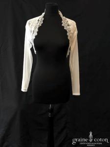 Bianco Evento - Boléro manches longues en soft tulle et dentelle