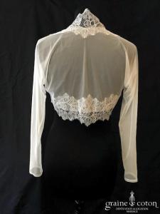 Bianco Evento - Boléro manches longues en soft tulle et dentelle