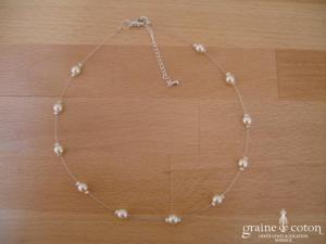 Au fil perlé - Tour de cou un rang 1 perle nacrée ivoire