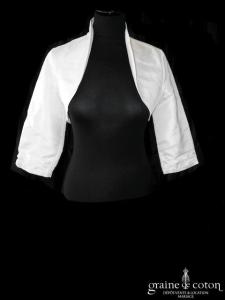 Bianco Evento - Boléro en taffetas ivoire clair, manches 3/4