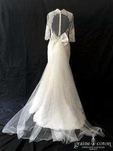 Création - Robe sirène en tulle et dentelle avec manches longues